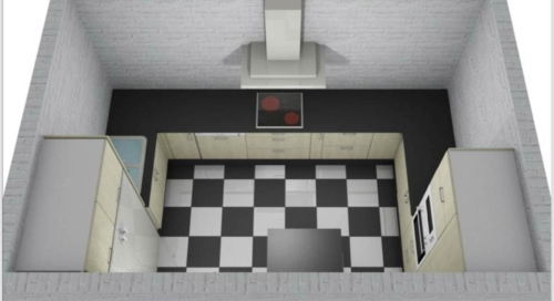 Cocina con azulejos 3d